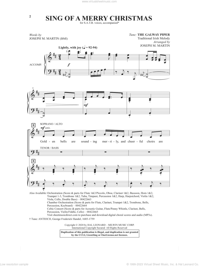Sing Of A Merry Christmas sheet music for choir (SATB: soprano, alto, tenor, bass) by Joseph M. Martin, intermediate skill level