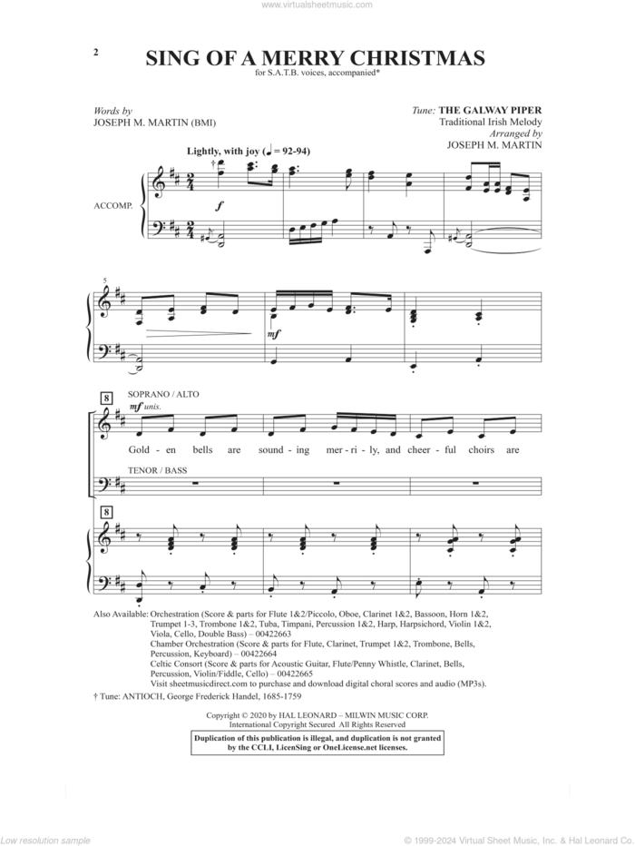 Sing Of A Merry Christmas sheet music for choir (SATB: soprano, alto, tenor, bass) by Joseph M. Martin, intermediate skill level