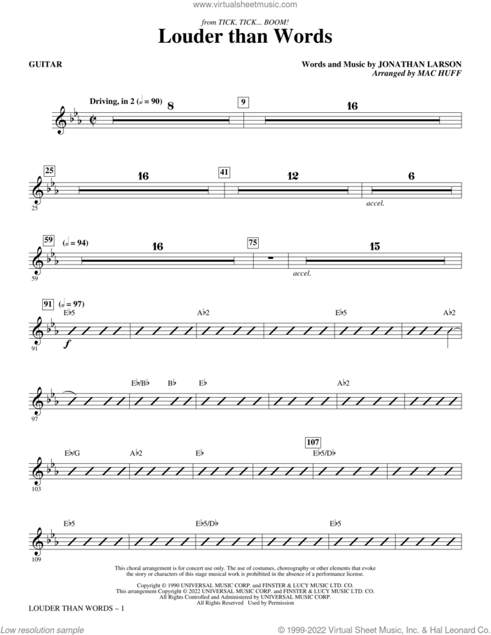 Louder Than Words (from tick, tick... BOOM!) (arr. Mac Huff) (complete set of parts) sheet music for orchestra/band by Jonathan Larson and Mac Huff, intermediate skill level