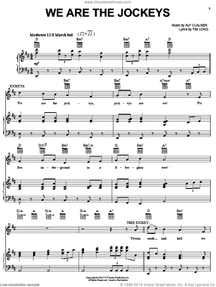 We Are The Jockeys sheet music for voice, piano or guitar by The Simpsons, Alf Clausen and Tim Long, intermediate skill level