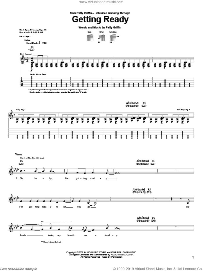 Getting Ready sheet music for guitar (tablature) by Patty Griffin, intermediate skill level