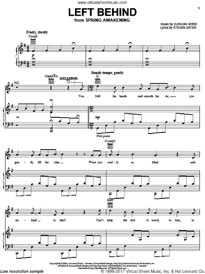 Selections from Spring Awakening (complete set of parts) sheet music for voice, piano or guitar by Duncan Sheik, Spring Awakening (Musical) and Steven Sater, intermediate skill level