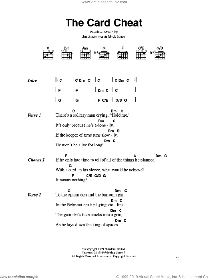 The Card Cheat sheet music for guitar (chords) by The Clash, Joe Strummer and Mick Jones, intermediate skill level