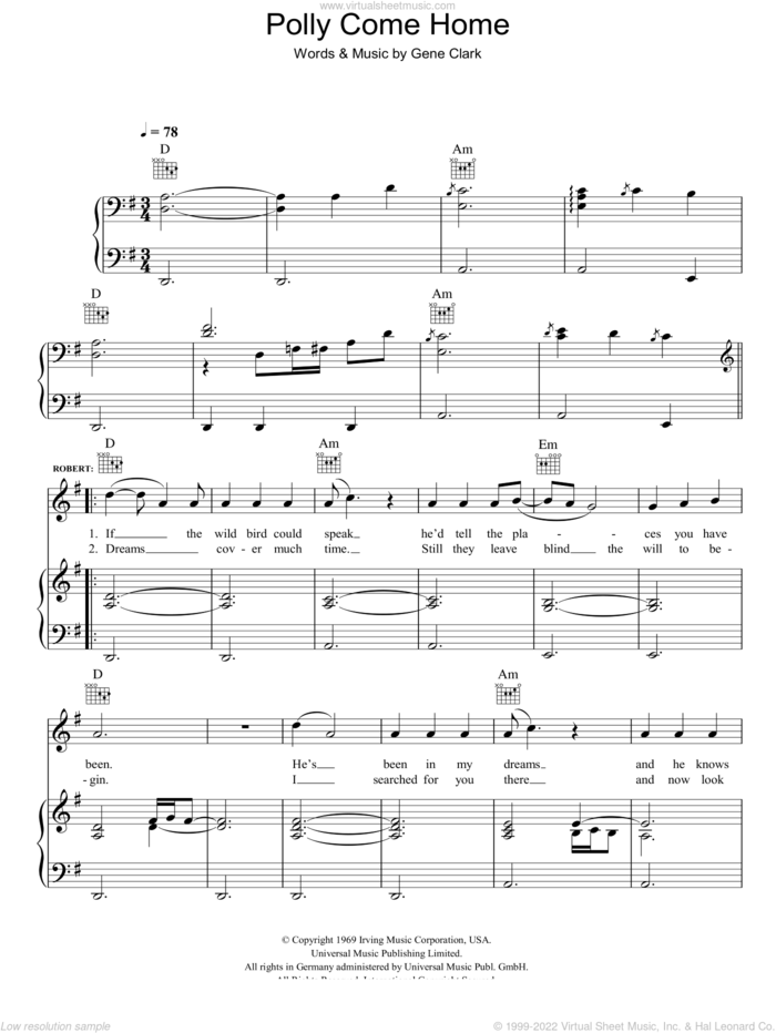 Polly Come Home sheet music for voice, piano or guitar by Robert Plant & Alison Krauss, Alison Krauss, Robert Plant and Gene Clark, intermediate skill level