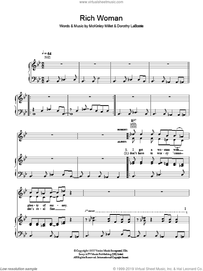Rich Woman sheet music for voice, piano or guitar by Robert Plant & Alison Krauss, Alison Krauss, Robert Plant, Dorothy LaBostrie and McKinley Millet, intermediate skill level