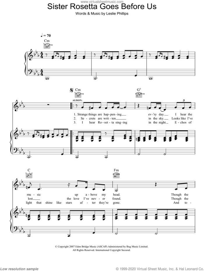 Sister Rosetta Goes Before Us sheet music for voice, piano or guitar by Robert Plant & Alison Krauss, Alison Krauss, Robert Plant and Leslie Phillips, intermediate skill level