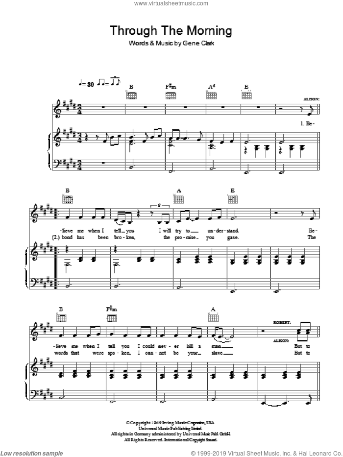 Through The Morning, Through The Night sheet music for voice, piano or guitar by Robert Plant & Alison Krauss, Alison Krauss, Robert Plant and Gene Clark, intermediate skill level