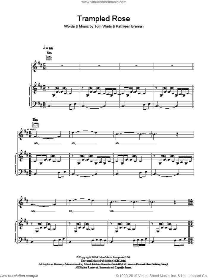 Trampled Rose sheet music for voice, piano or guitar by Robert Plant & Alison Krauss, Alison Krauss, Robert Plant, Kathleen Brennan and Tom Waits, intermediate skill level