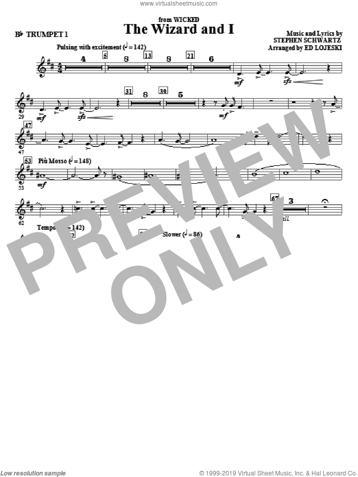 The Wizard And I (complete set of parts) sheet music for orchestra/band by Stephen Schwartz and Ed Lojeski, intermediate skill level