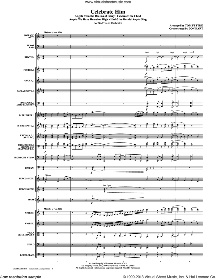 Celebrate Him (Medley) (COMPLETE) sheet music for orchestra/band (Orchestra) by Michael Card and Tom Fettke, intermediate skill level