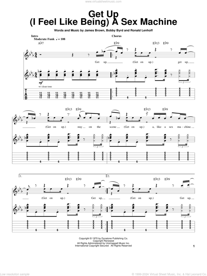 Brown Get Up I Feel Like Being A Sex Machine Sheet Music For Guitar