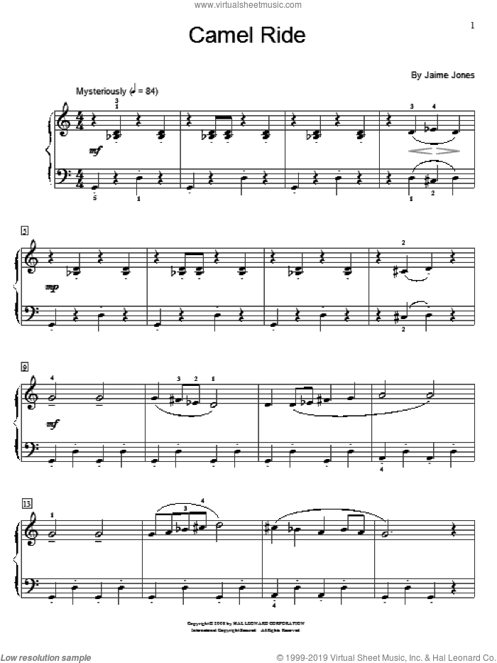 Camel Ride sheet music for piano solo (elementary) by Jamie Jones and Miscellaneous, beginner piano (elementary)
