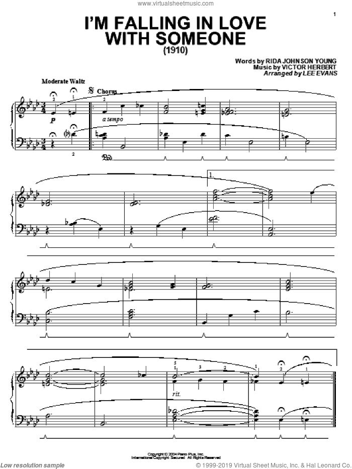 I'm Falling In Love With Someone sheet music for piano solo by Rida Johnson Young and Victor Herbert, intermediate skill level