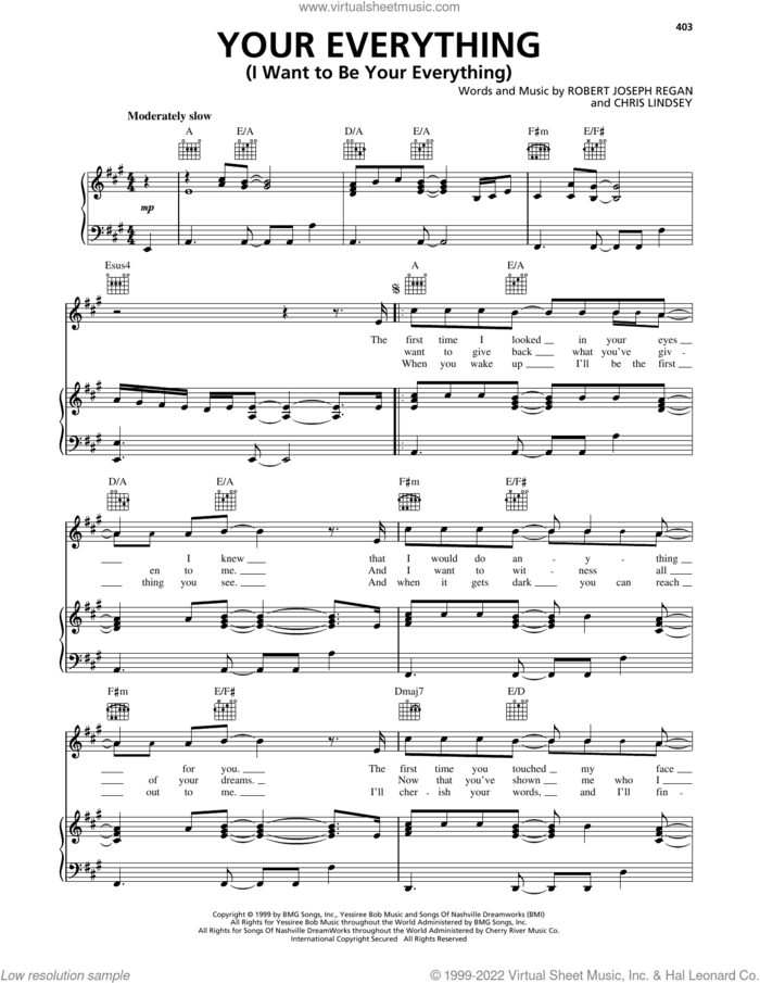 Your Everything (I Want To Be Your Everything) sheet music for voice, piano or guitar by Keith Urban, Bob Regan and Chris Lindsey, intermediate skill level