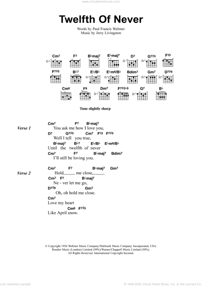 Buckley The Twelfth Of Never Sheet Music For Guitar Chords