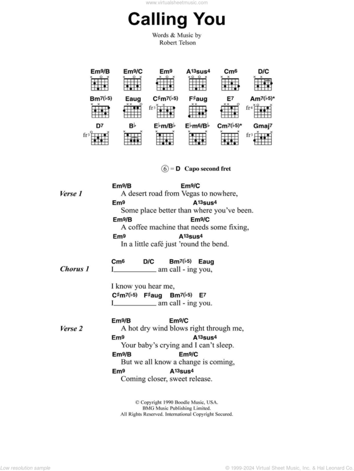 Calling You sheet music for guitar (chords) by Jeff Buckley and Robert Telson, intermediate skill level