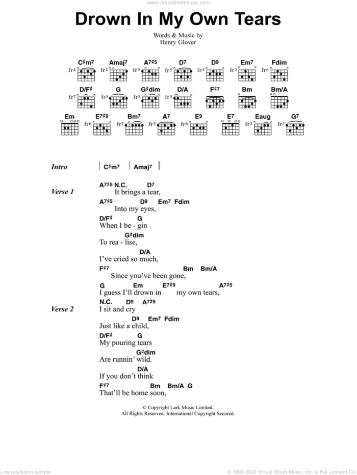 I'll Drown In My Own Tears sheet music for guitar (chords) by Jeff Buckley and Henry Glover, intermediate skill level