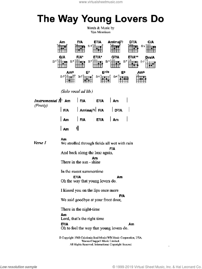 The Way Young Lovers Do sheet music for guitar (chords) by Jeff Buckley and Van Morrison, intermediate skill level