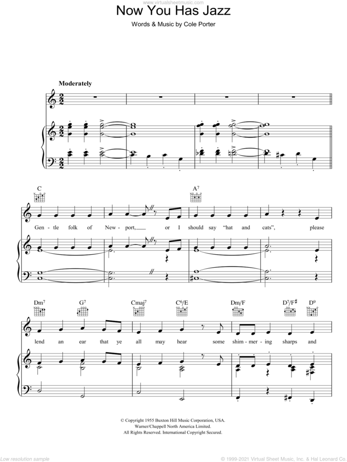 Now You Has Jazz sheet music for voice, piano or guitar by Cole Porter, intermediate skill level