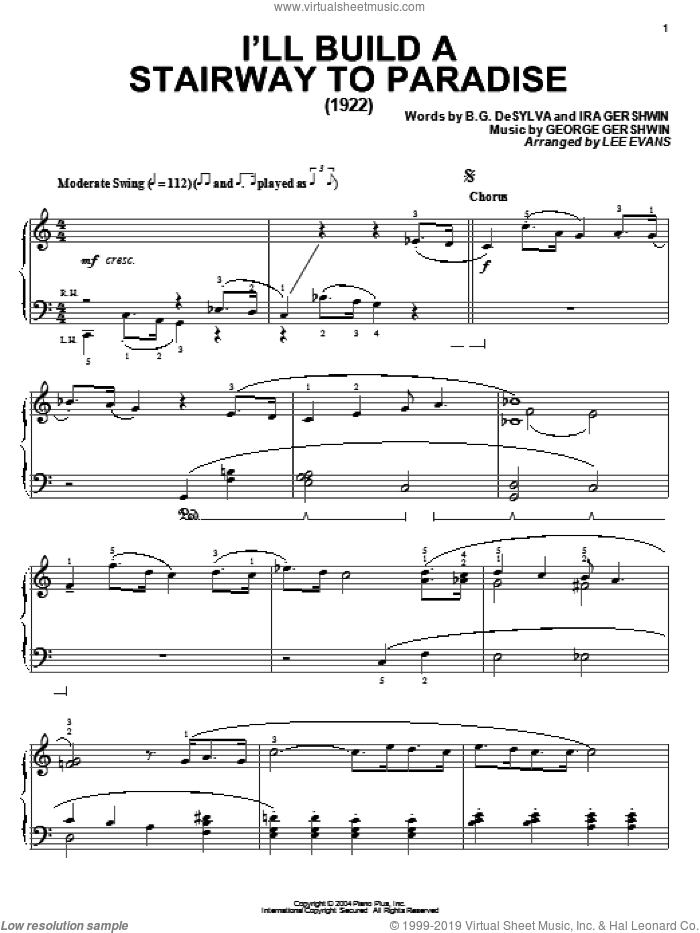 I'll Build A Stairway To Paradise sheet music for piano solo by George Gershwin, Buddy DeSylva and Ira Gershwin, intermediate skill level