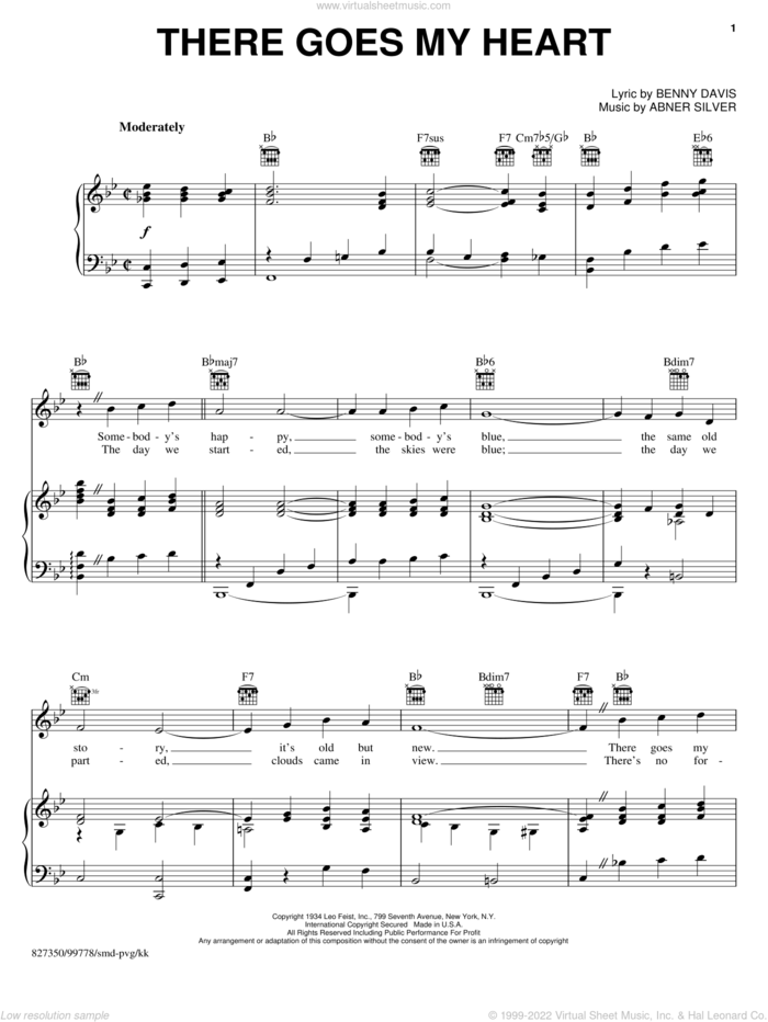 There Goes My Heart sheet music for voice, piano or guitar by Nat King Cole, Joni James, Abner Silver and Benny Davis, intermediate skill level