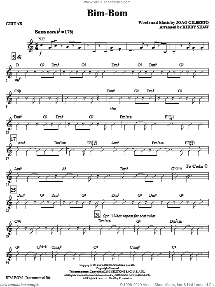 Bim-Bom (complete set of parts) sheet music for orchestra/band (Rhythm) by Joao Gilberto and Kirby Shaw, intermediate skill level