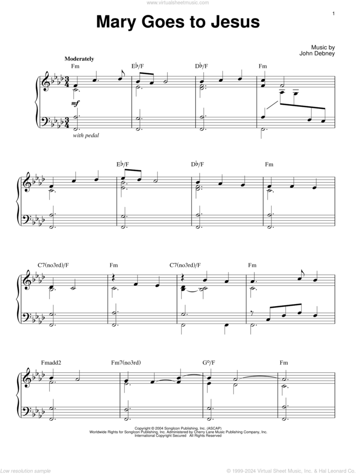 Mary Goes To Jesus sheet music for piano solo by John Debney and The Passion Of The Christ (Movie), intermediate skill level