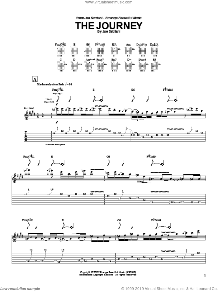 The Journey sheet music for guitar (tablature) by Joe Satriani, intermediate skill level