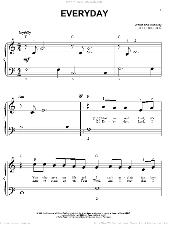 Everyday sheet music for piano solo (big note book) by Phillips, Craig & Dean, Hillsong United and Joel Houston, easy piano (big note book)