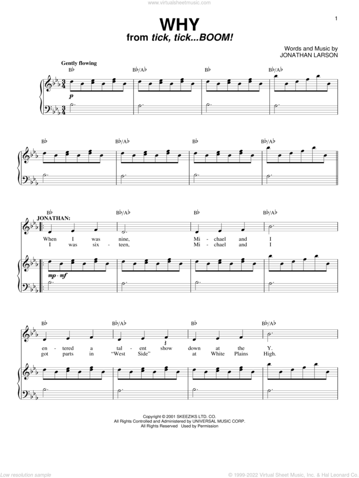 Why (from tick, tick... BOOM!) sheet music for voice and piano by Jonathan Larson and Tick, Tick...Boom! (Musical), intermediate skill level