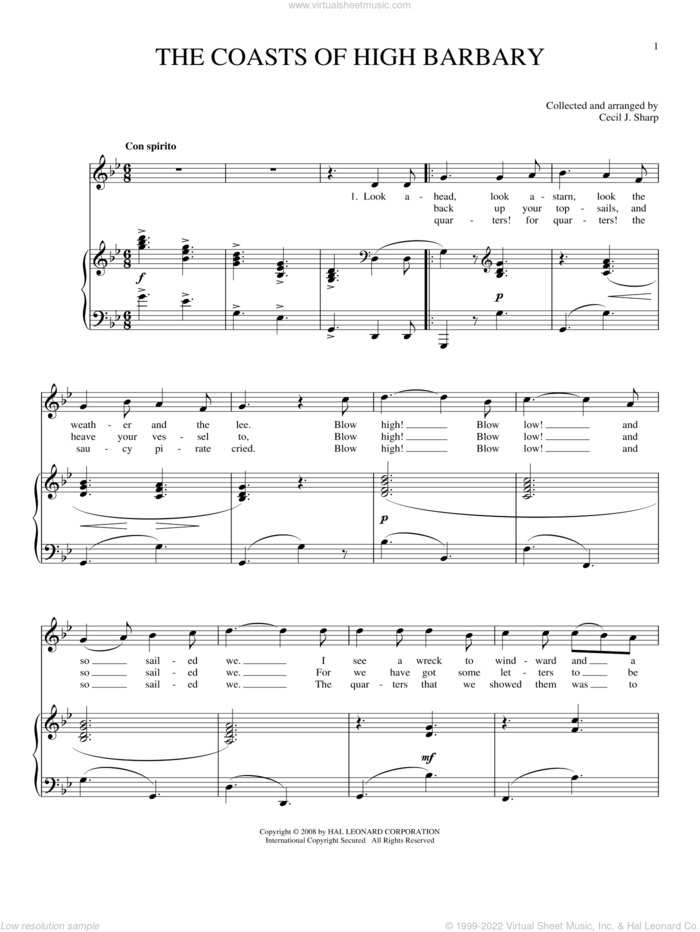 The Coasts Of High Barbary sheet music for voice and piano by Joan Frey Boytim and Miscellaneous, intermediate skill level