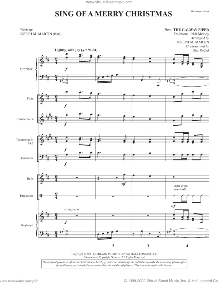 Sing of a Merry Christmas (Chamber Orchestra) (COMPLETE) sheet music for orchestra/band by Joseph M. Martin, intermediate skill level