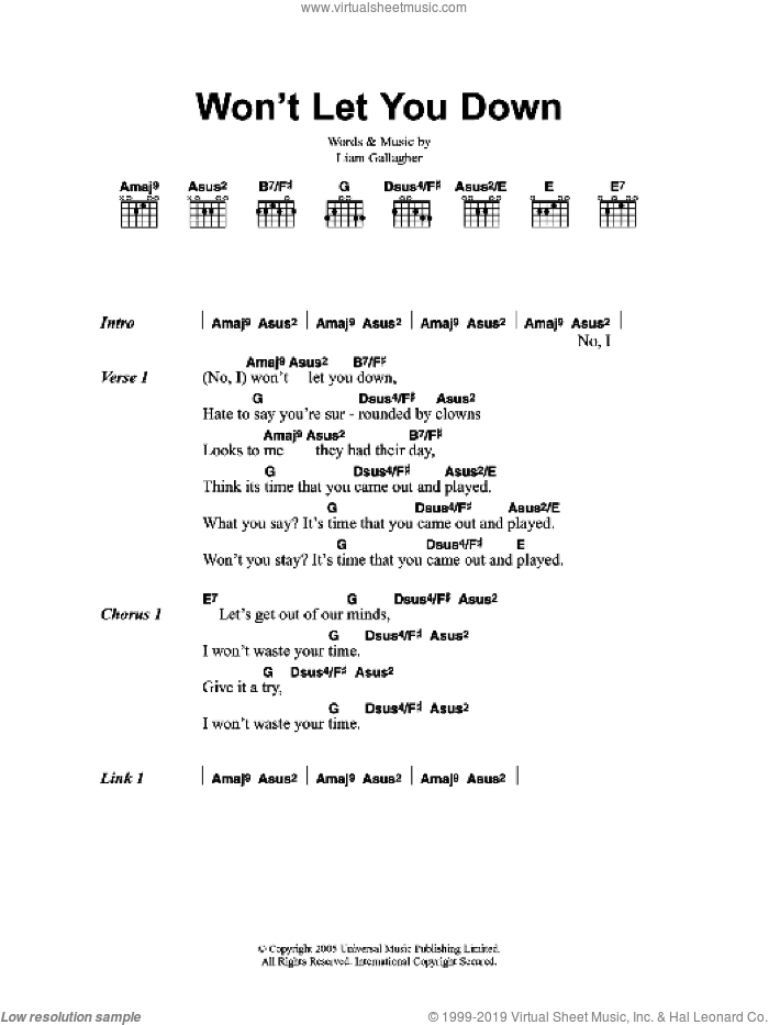 Oasis Won T Let You Down Sheet Music For Guitar Chords Pdf