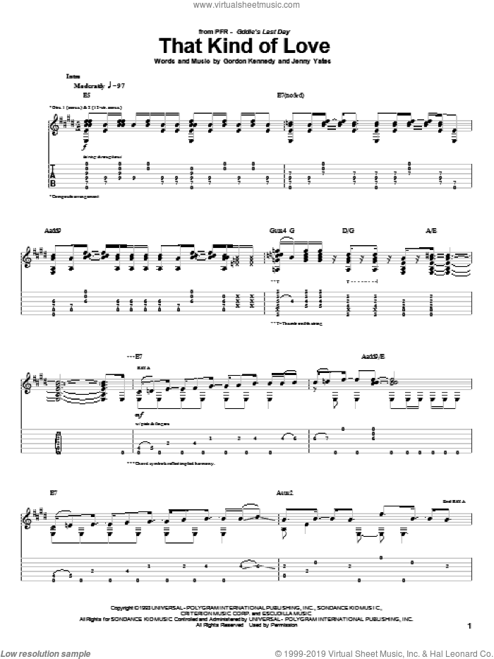 That Kind Of Love sheet music for guitar (tablature) by PFR, Gordon Kennedy and Jenny Yates, intermediate skill level