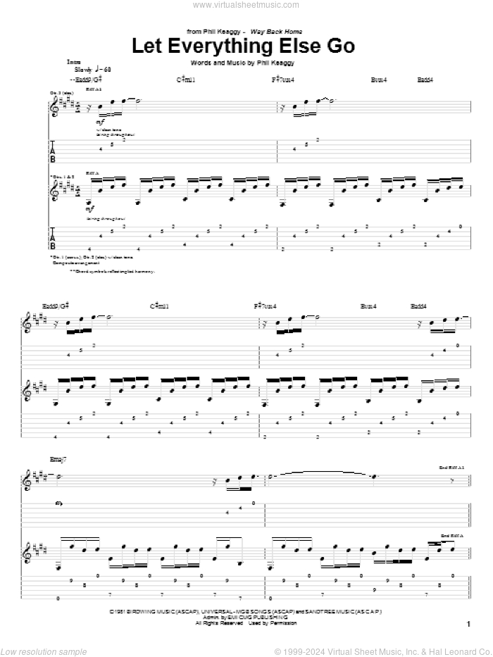 Let Everything Else Go sheet music for guitar (tablature) by Phil Keaggy, intermediate skill level