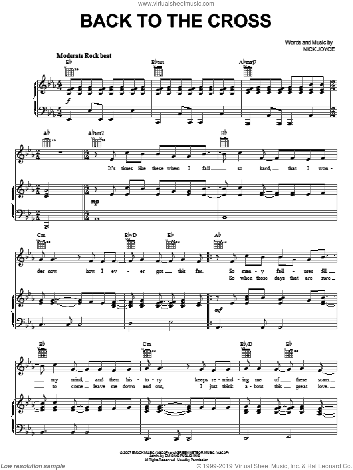 Back To The Cross sheet music for voice, piano or guitar by Our Heart's Hero and Nick Joyce, intermediate skill level