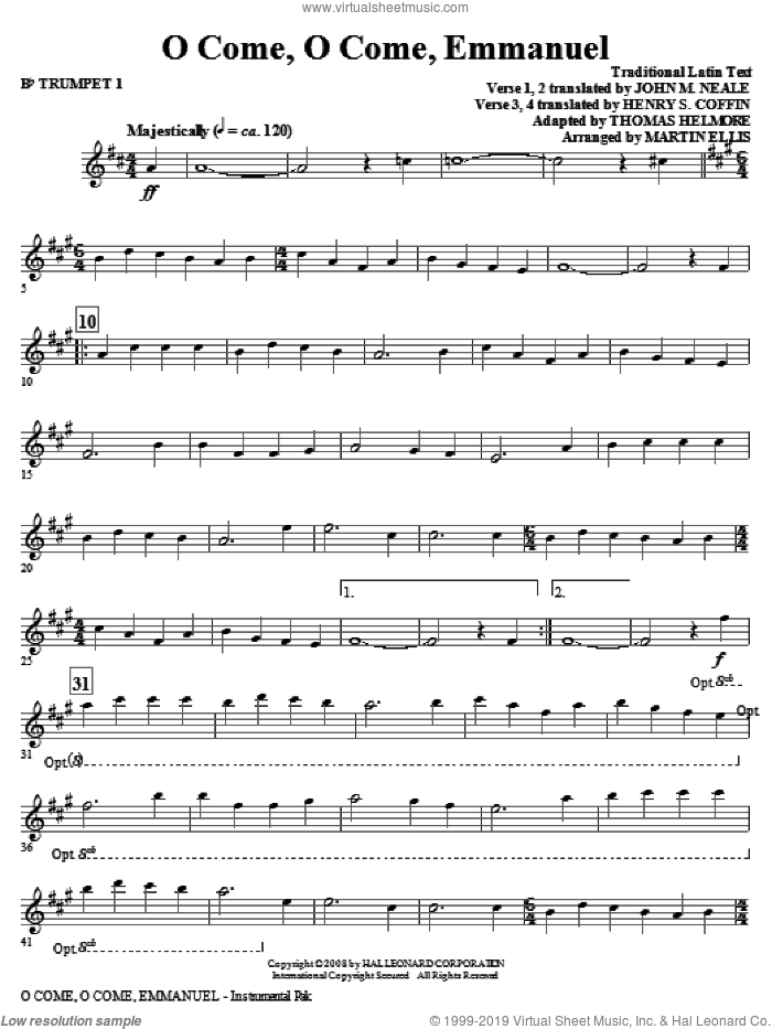 O Come, O Come, Emmanuel (complete set of parts) sheet music for orchestra/band (Brass) by Martin Ellis, intermediate skill level