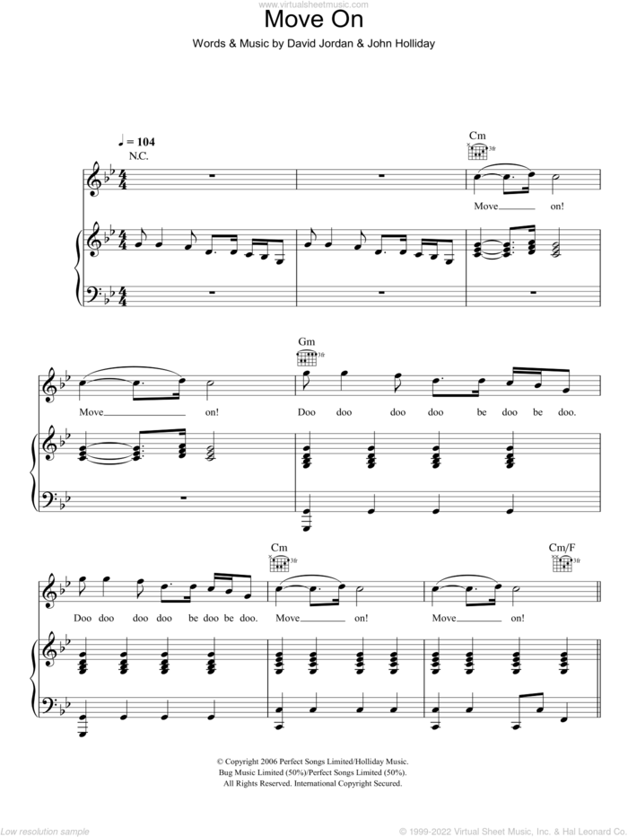 Move On sheet music for voice, piano or guitar by David Jordan and John Holliday, intermediate skill level