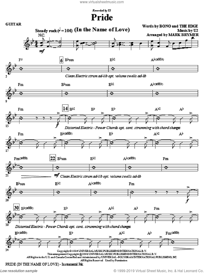 Pride (In The Name Of Love) (arr. Mark Brymer) (complete set of parts) sheet music for orchestra/band (Rhythm) by Bono, The Edge, Mark Brymer and U2, intermediate skill level