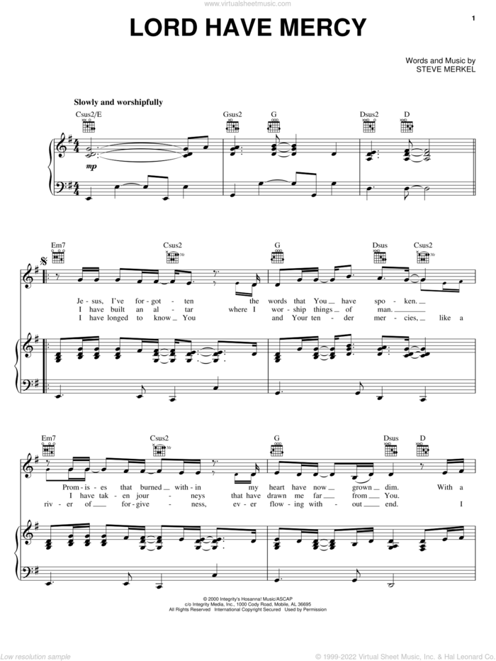 Lord Have Mercy sheet music for voice, piano or guitar by Steve Merkel, intermediate skill level