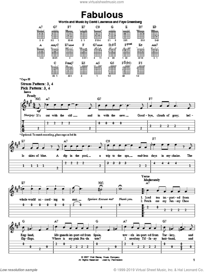 Fabulous sheet music for guitar solo (easy tablature) by High School Musical 2, David Lawrence and Faye Greenberg, easy guitar (easy tablature)