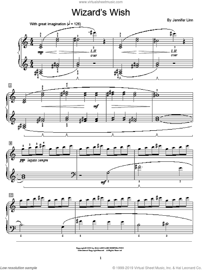 Wizard's Wish sheet music for piano solo (elementary) by Jennifer Linn and Miscellaneous, beginner piano (elementary)