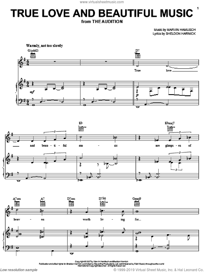 True Love And Beautiful Music sheet music for voice, piano or guitar by Sheldon Harnick and Marvin Hamlisch, intermediate skill level