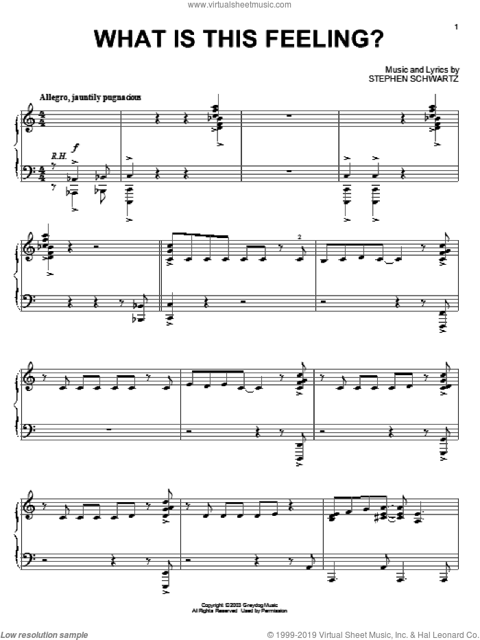 What Is This Feeling? (from Wicked), (intermediate) sheet music for piano solo by Stephen Schwartz and Wicked (Musical), intermediate skill level