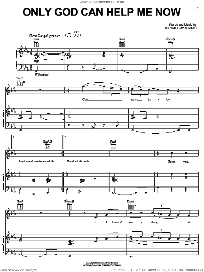 Only God Can Help Me Now sheet music for voice, piano or guitar by Michael McDonald, intermediate skill level