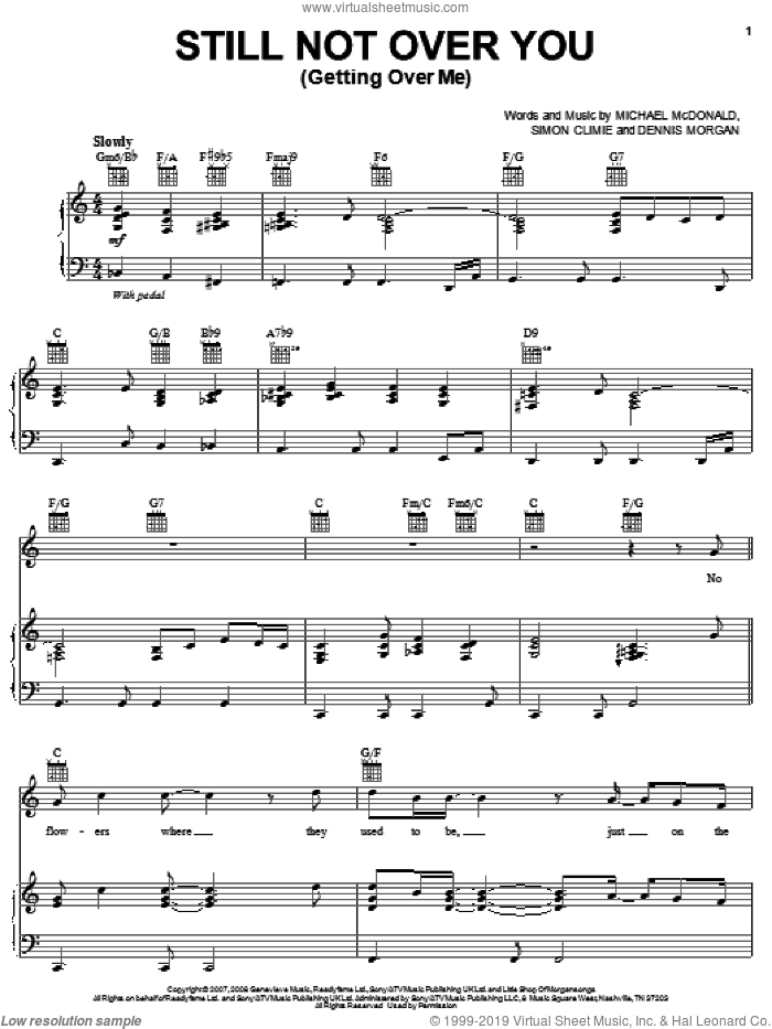 Still Not Over You (Getting Over Me) sheet music for voice, piano or guitar by Michael McDonald, Dennis Morgan and Simon Climie, intermediate skill level