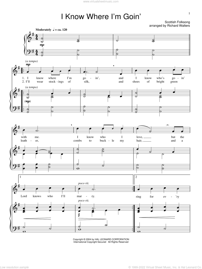 I Know Where I'm Goin' sheet music for voice and piano, intermediate skill level