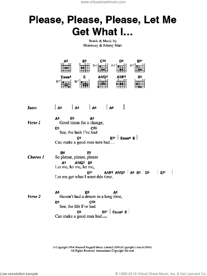Please, Please, Please, Let Me Get What I Want sheet music for guitar (chords) by Muse, intermediate skill level
