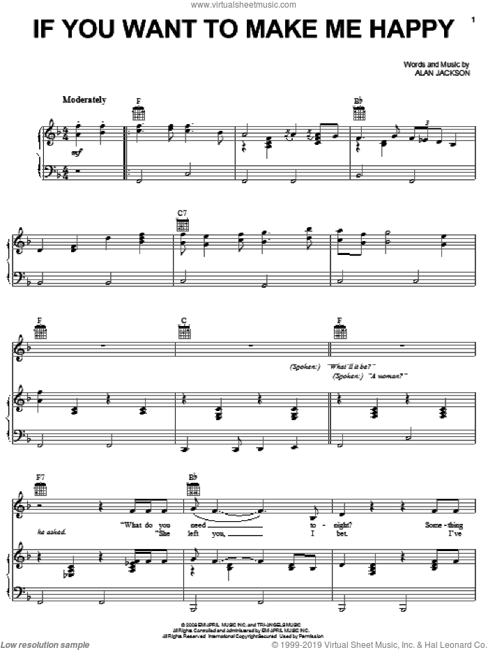 If You Want To Make Me Happy sheet music for voice, piano or guitar by Alan Jackson, intermediate skill level