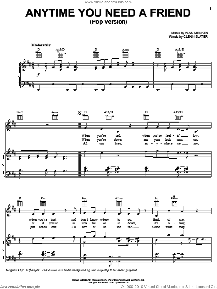 Anytime You Need A Friend (Pop Version) sheet music for voice, piano or guitar by Beu Sisters, Home On The Range (Movie), Alan Menken and Glenn Slater, intermediate skill level